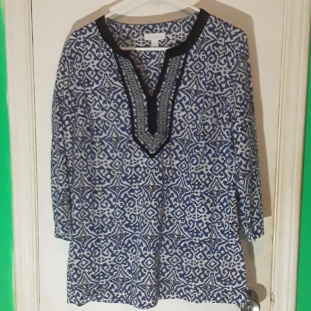 Charter Club blue & white shirt